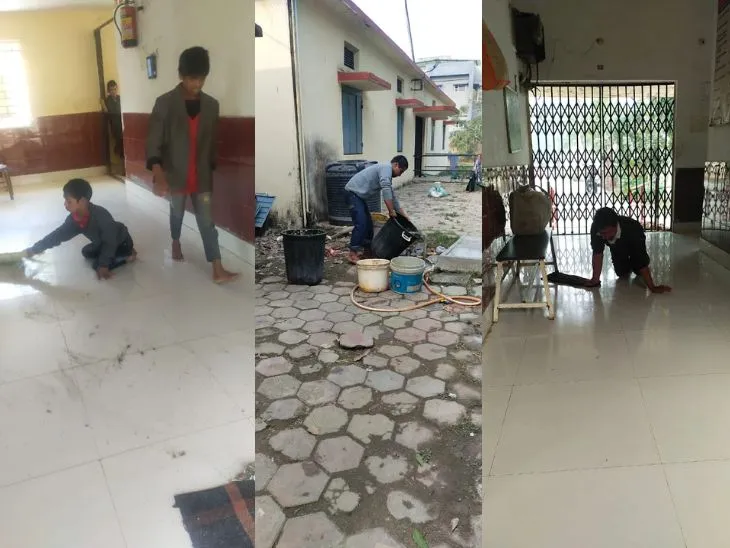दिव्यांग बच्चों से झाड़ू-पोंछा और रोटी बनवाई