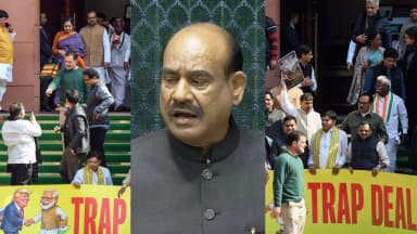 लगातार 5वें दिन हंगामा, ओम बिरला बोले- 19 घंटे बर्बाद कर दिए; सदन के बाहर जारी रहा इंडिया-US ट्रेड डील का विरोध