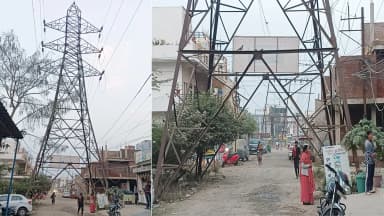 हाईटेंशन पोल के नीचे बना दी सड़क, जान जोखिम में डालकर गुजर रहे लोग