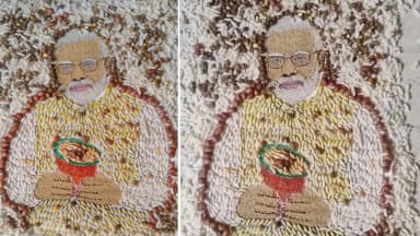 'झालमुड़ी' के दानों से बनाई PM मोदी की अनोखी तस्वीर; भारतीय संस्कृति, सादगी और संघर्ष का प्रतीक है ये चित्र