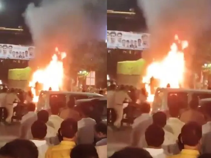 2 लोगों की मौत का दावा; गुस्साए लोगों ने ट्रक में लगाई आग
